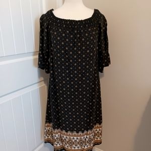 Dress by Ryan Michelle Sz Large. Black with designs. #0708